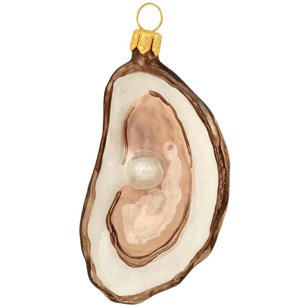 Oyster On Half Shell Glass Ornament