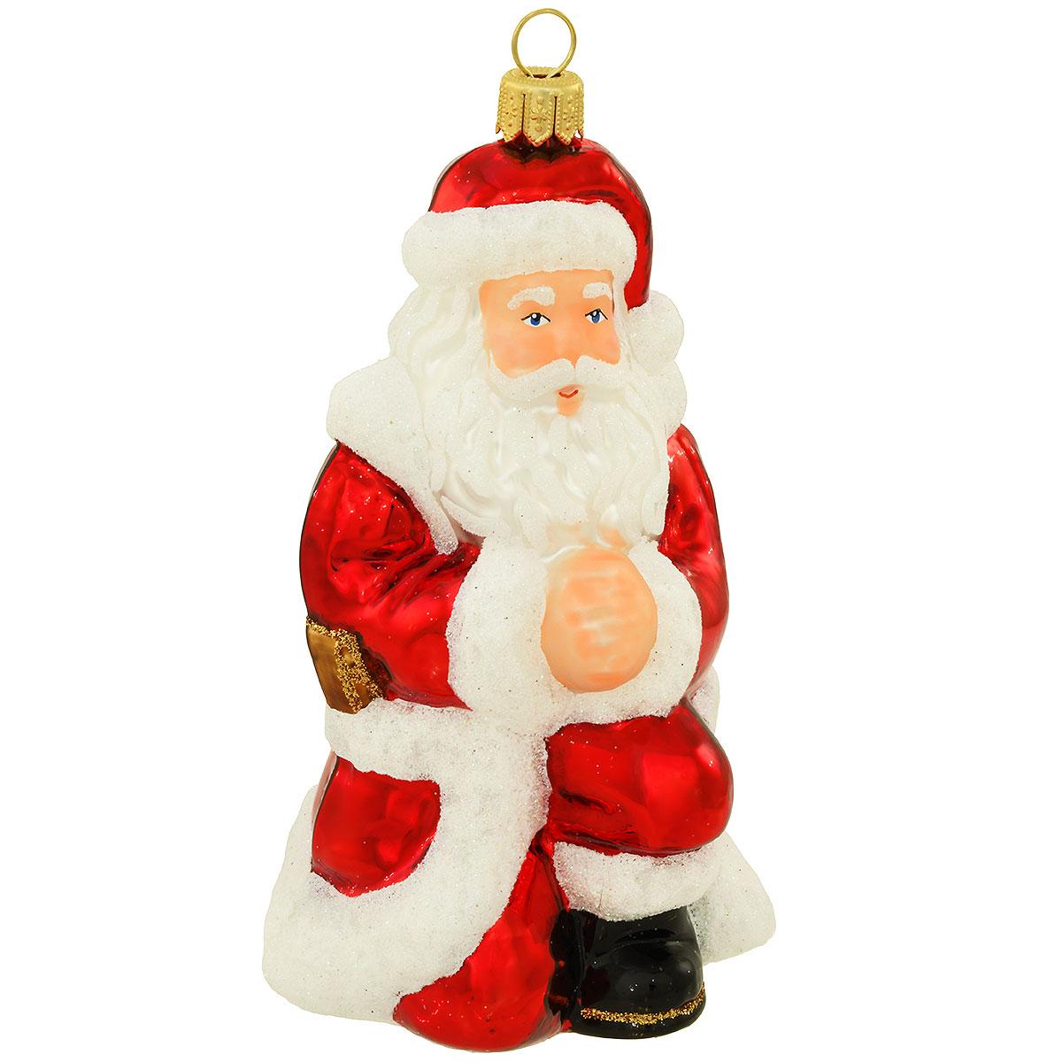 Kneeling Santa Glass Ornament