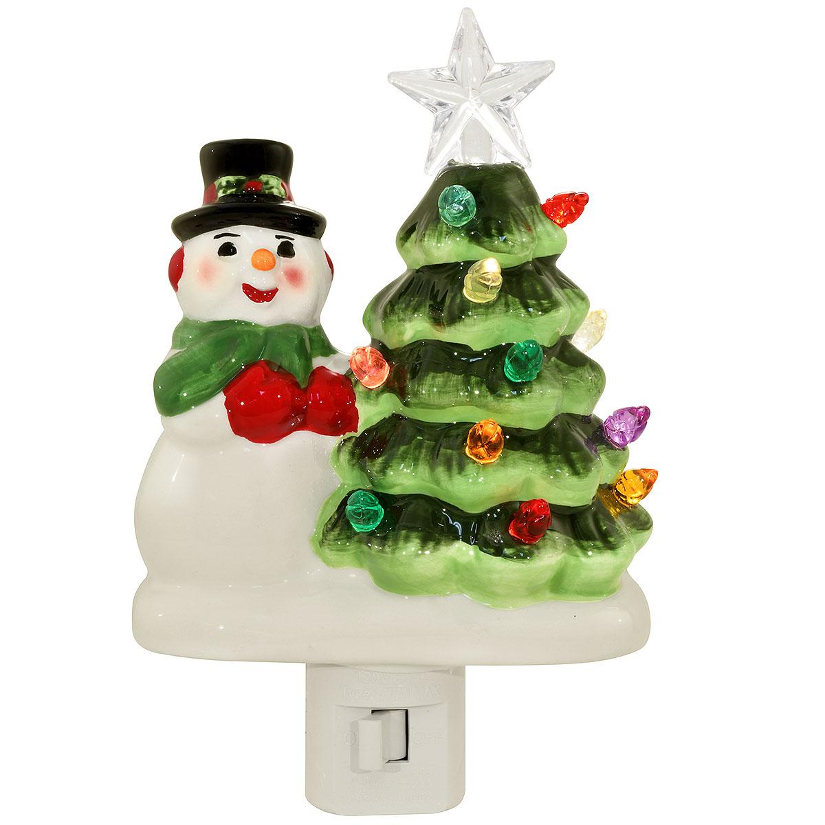 Snowman Nightlight Vintage Tree