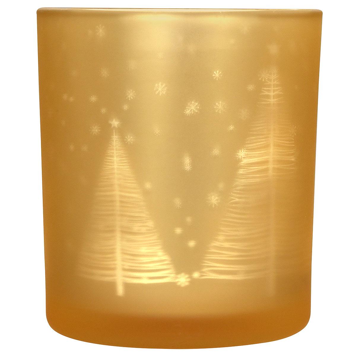 3.125 Inch Gold Tree Glass Votive