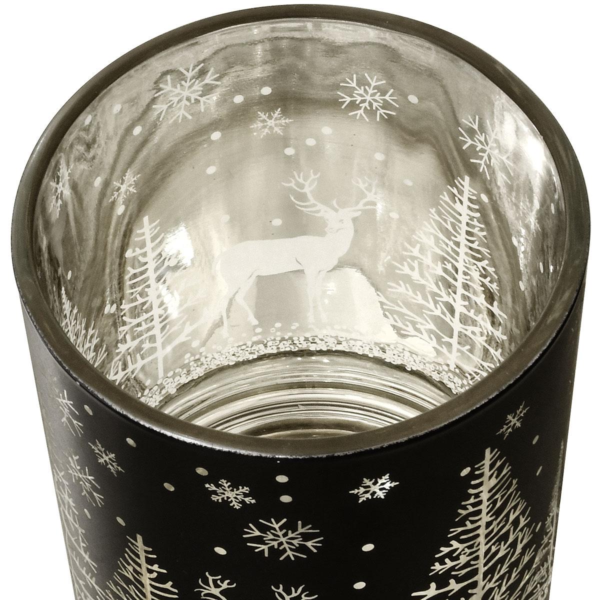 5 Inch Black Deer Tree Glass Votive