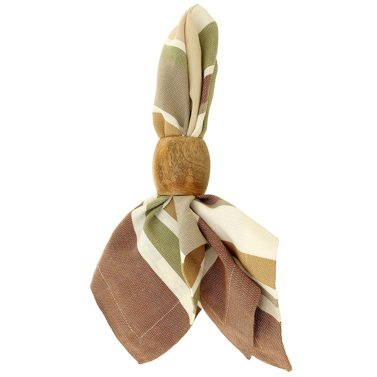 Terra Cloth Napkin In Wood Napkin Ring