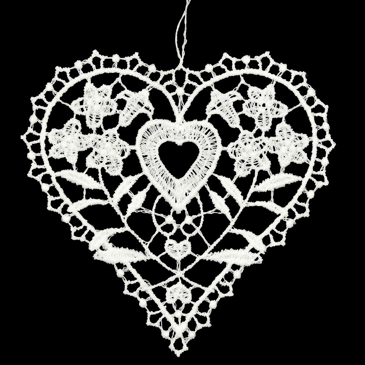 Alpine Rose Heart Lace Ornament