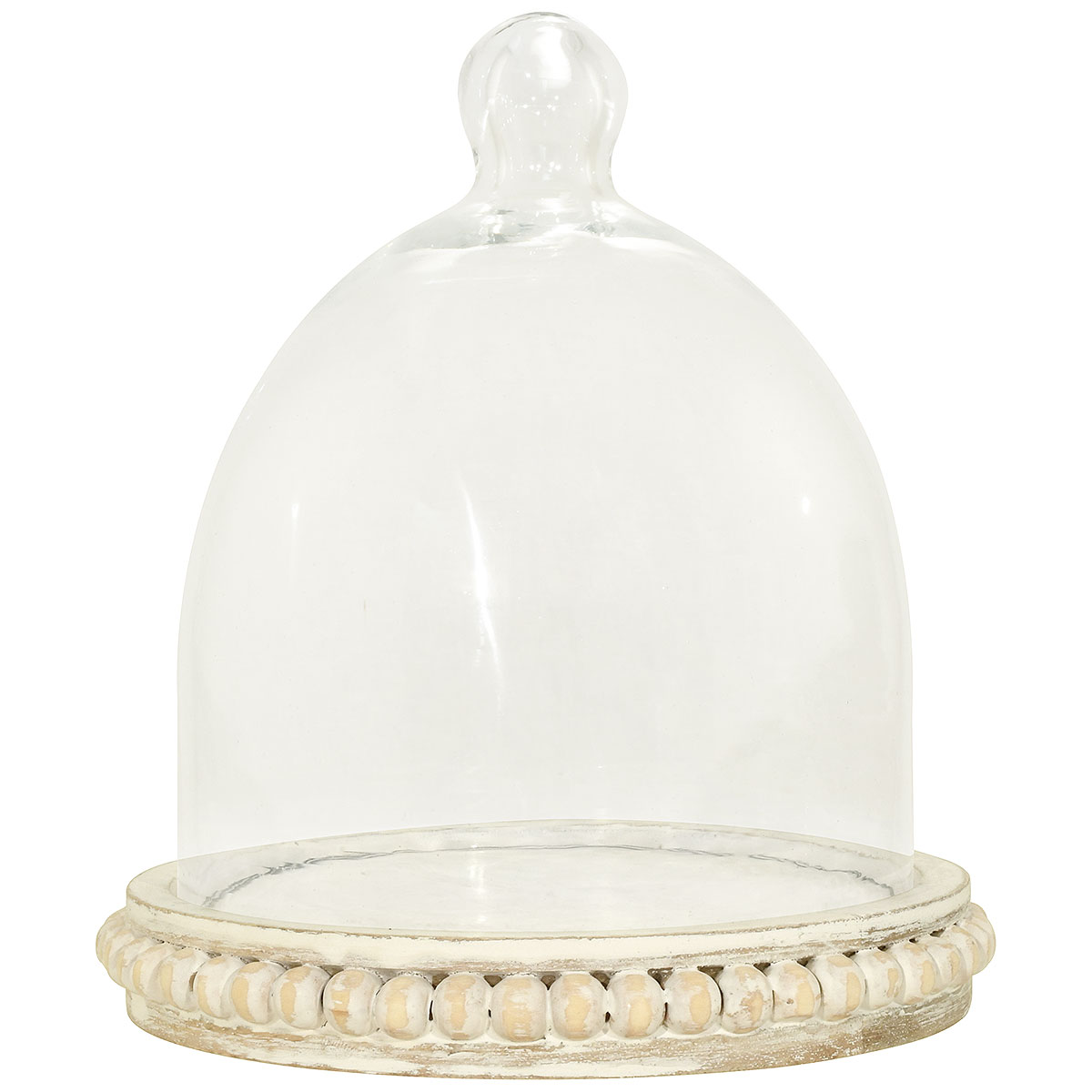 7" Whitewash Bead Tray Cloche