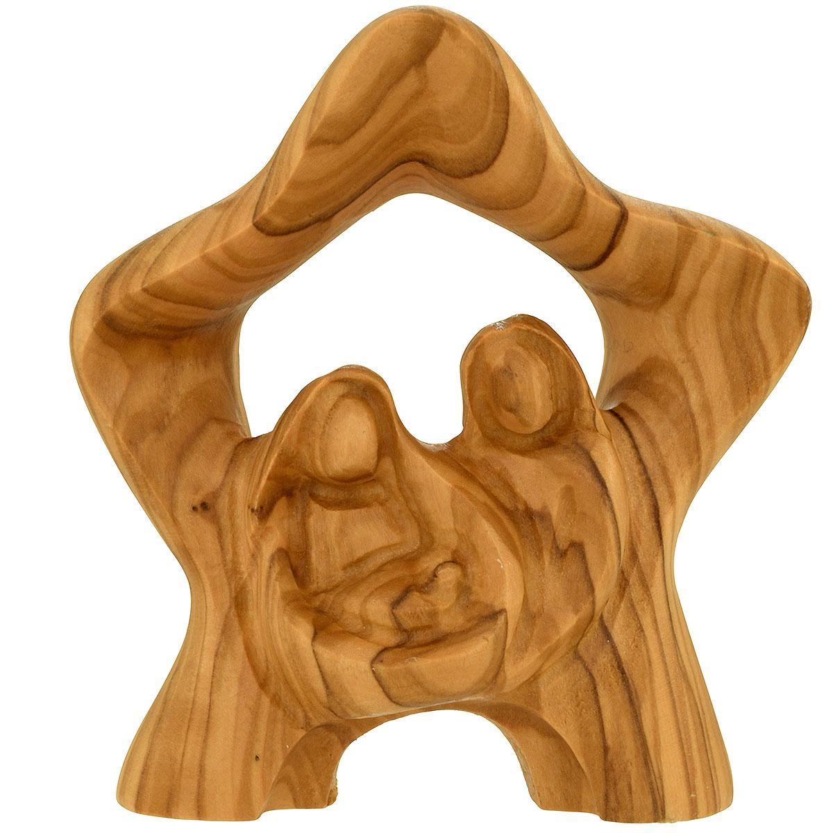 Holy Family Carved Star Olive Wood