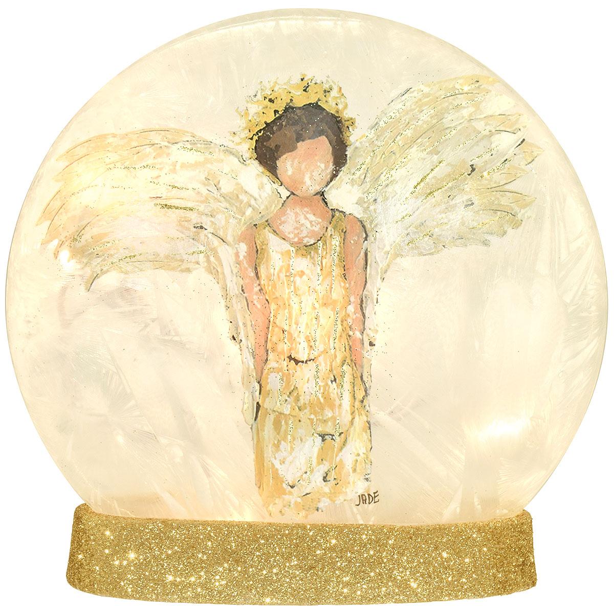 Gilded Angel Pre-Lit Orb With Base