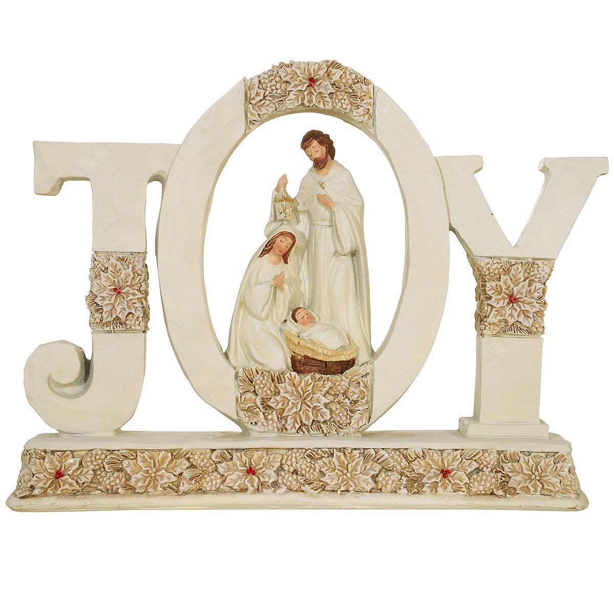 Holy Family With JOY And Poinsettia