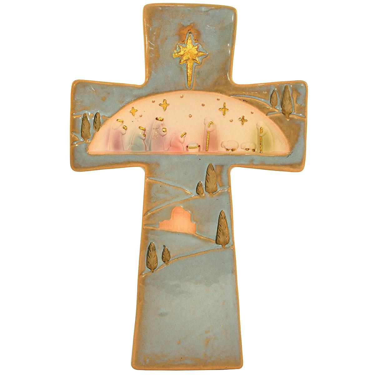 Nativity Wall Cross Stoneware