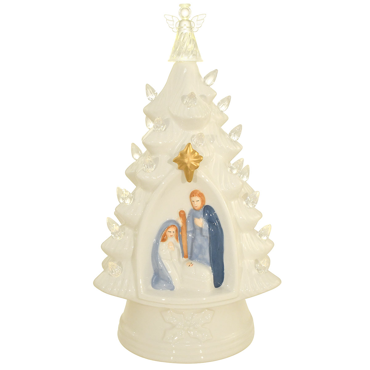 White Ceramic Tree With Nativity