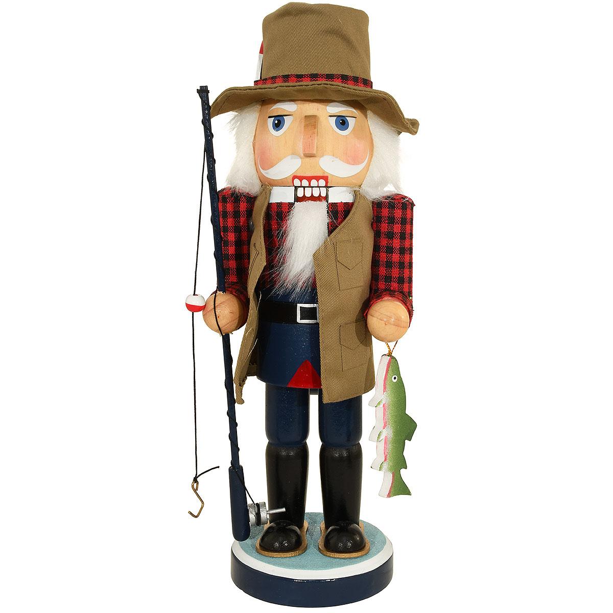 Wooden Fishing Man Nutcracker