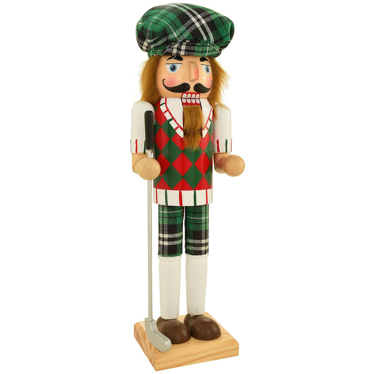 Green Plaid Golfer Nutcracker