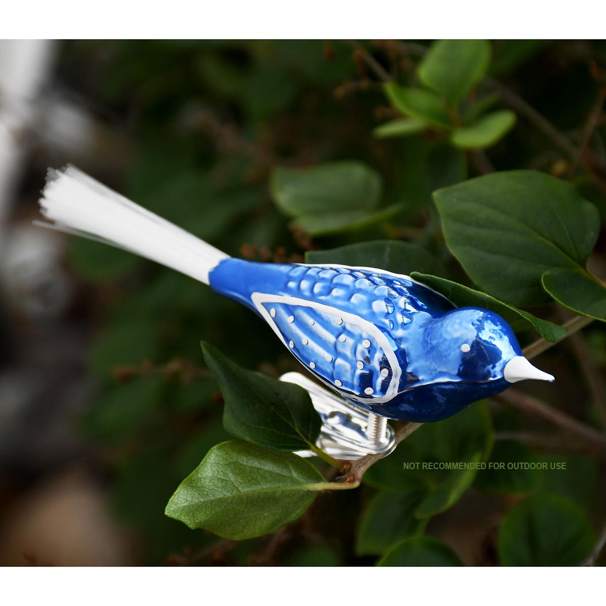 Blue Bird Glass Clip On Ornament