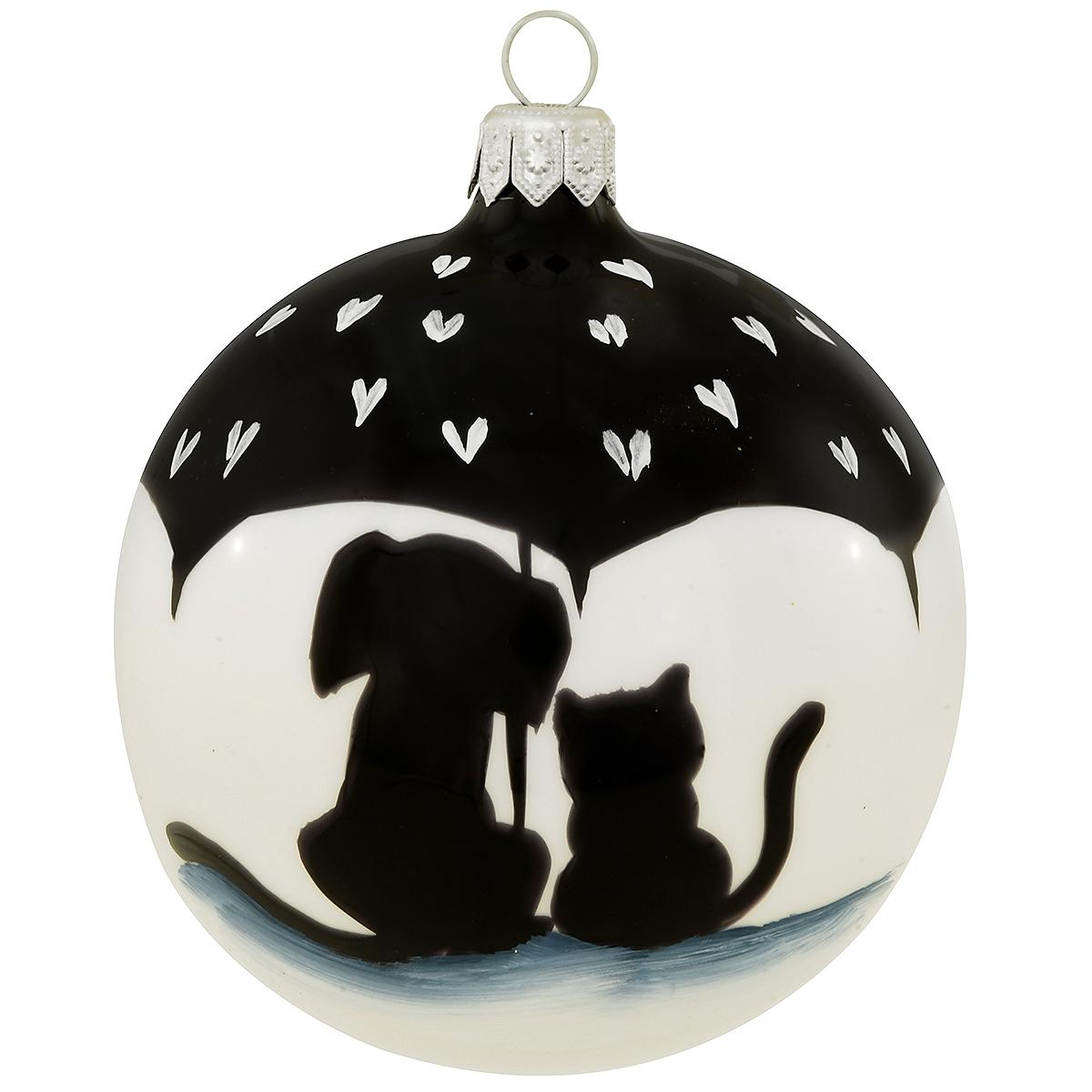 Cat And Dog Under Umbrella Ornament