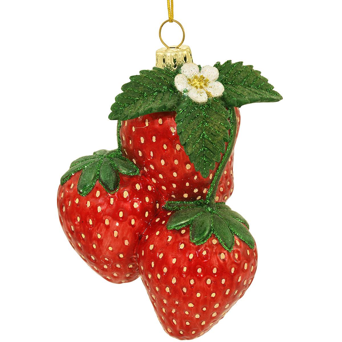 Strawberry Cluster Glass Ornament