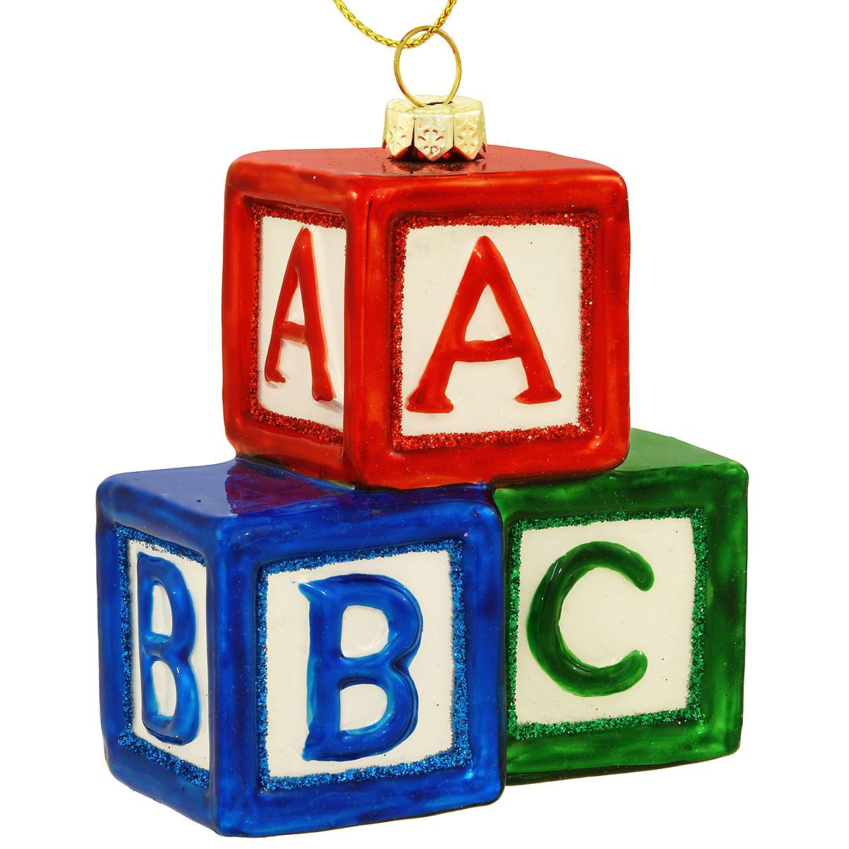 ABC Blocks Glass Ornament