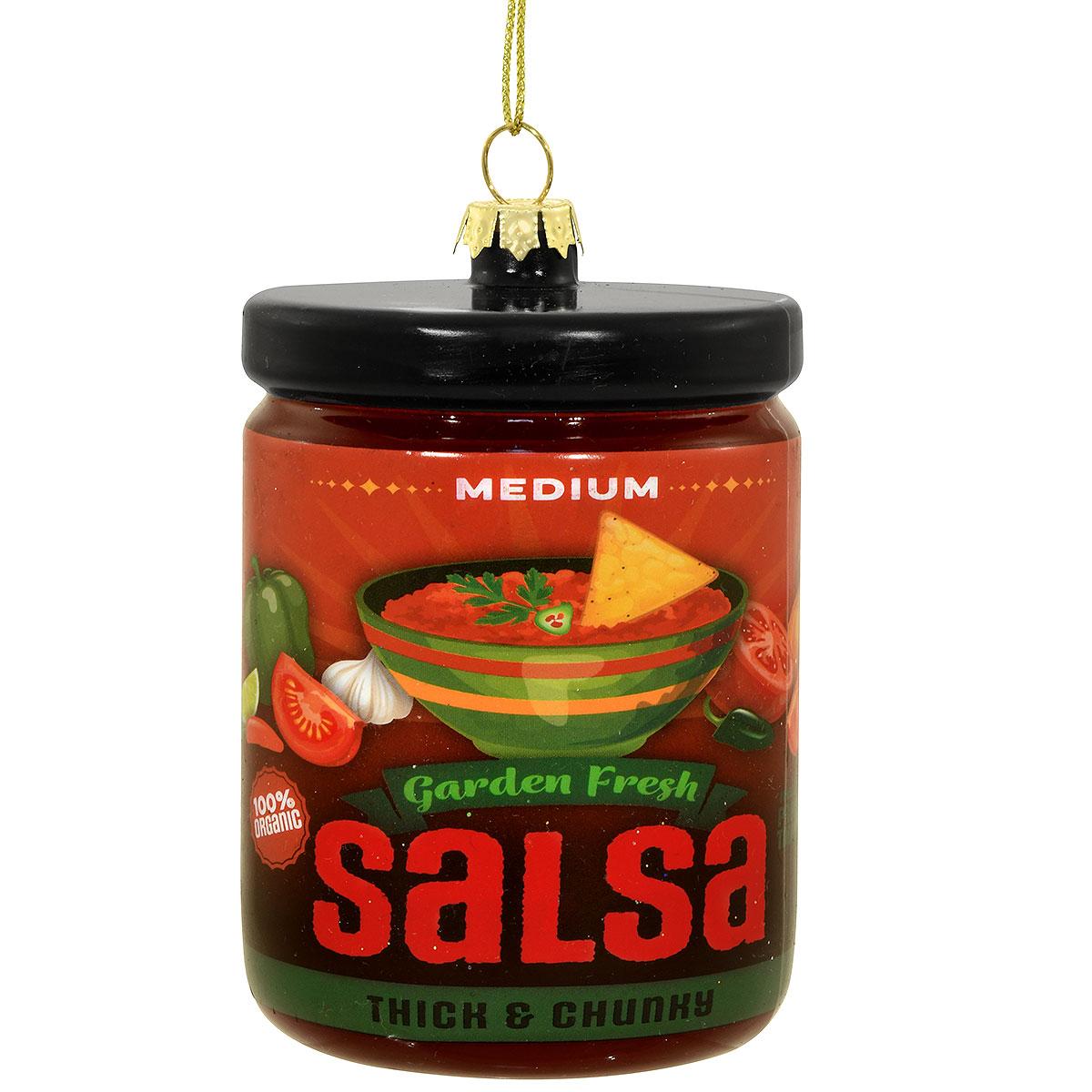 Salsa Jar Glass Ornament