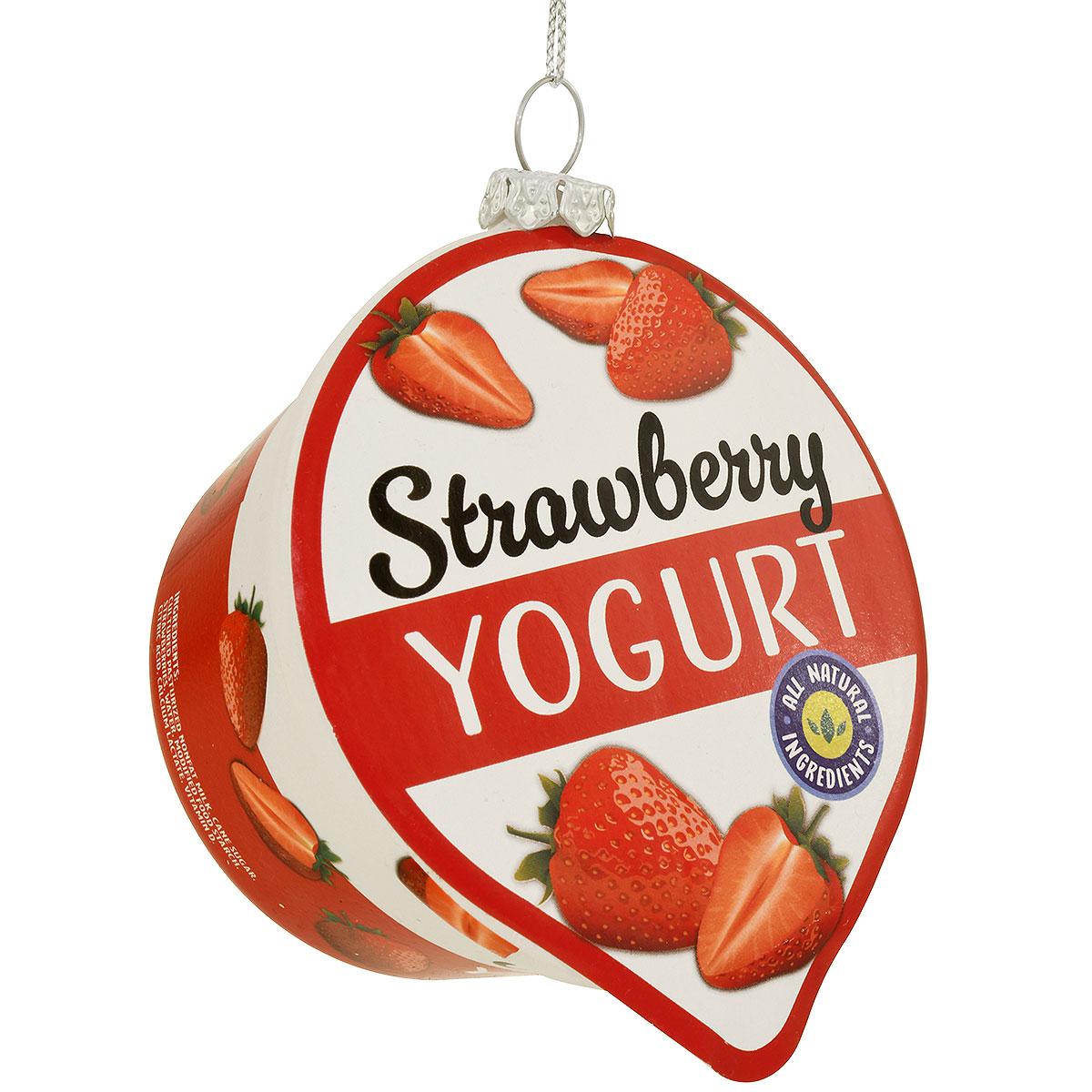 Strawberry Yogurt Glass Ornament