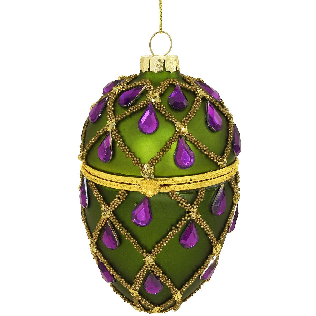 Olive Green Jewel Egg Box Ornament