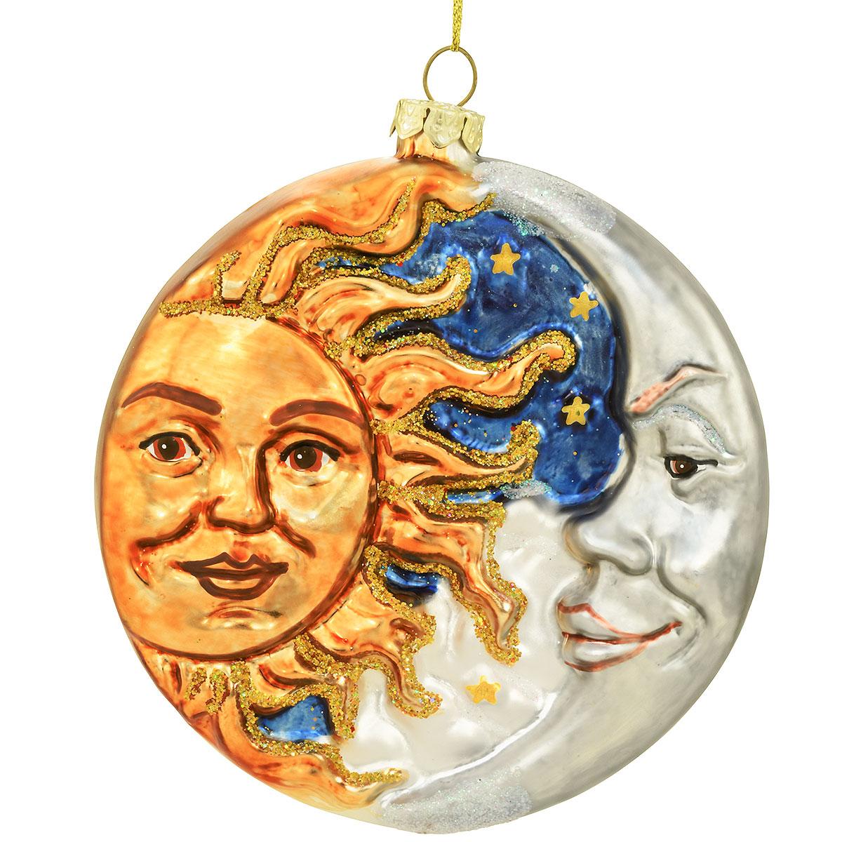 Sun And Moon 4 Inch Glass Ornament