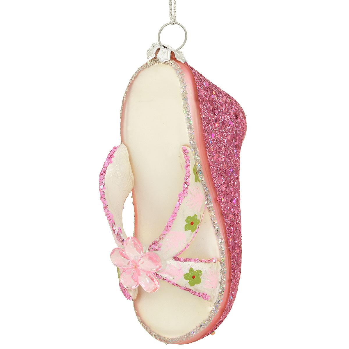 Pink Wedge Sandal Glass Ornament