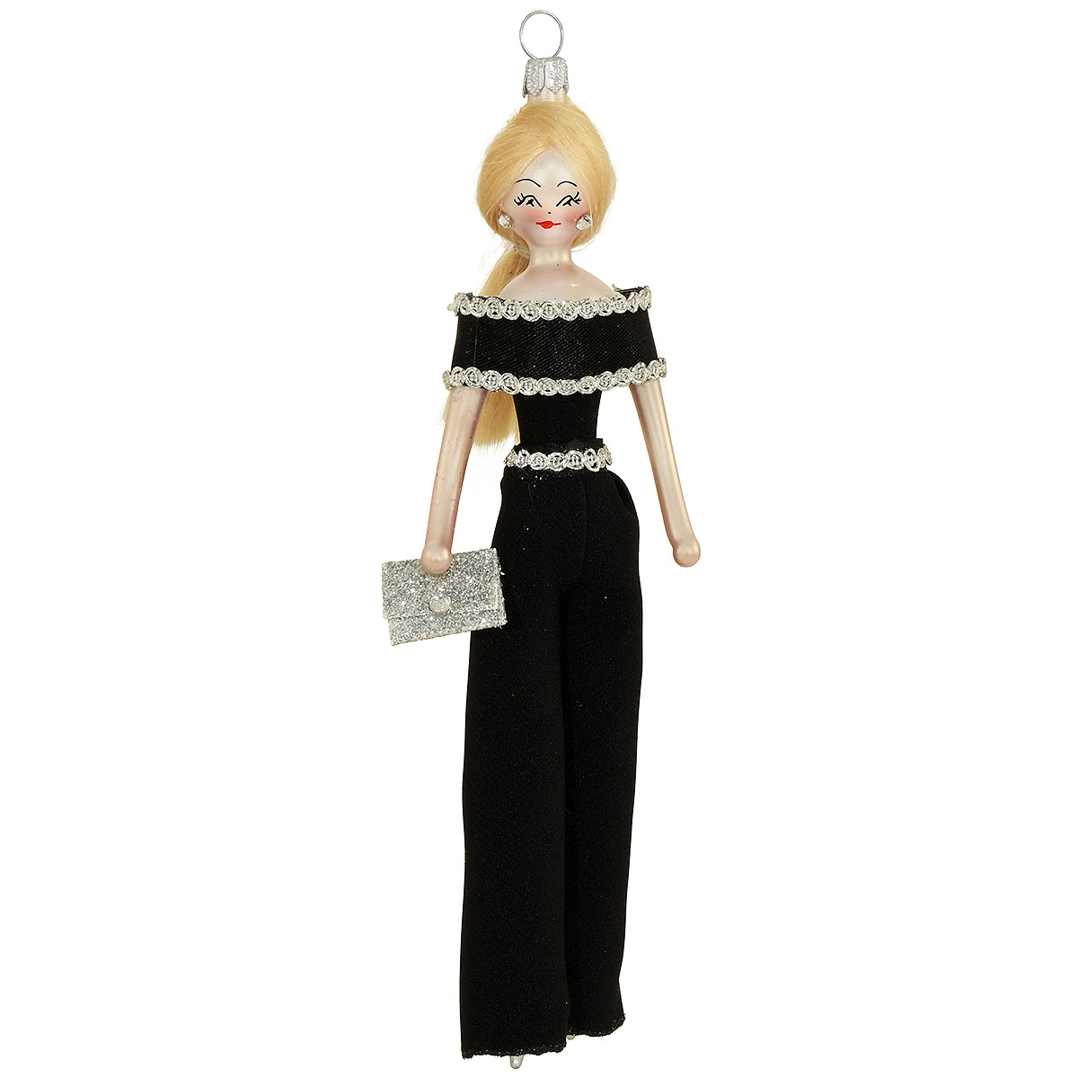 Lady With Black Suit Glass Ornament