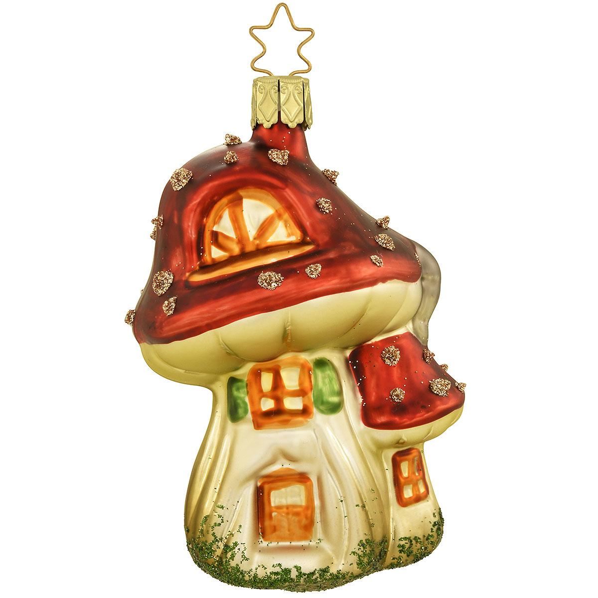 Forest Gnome Hut Glass Ornament