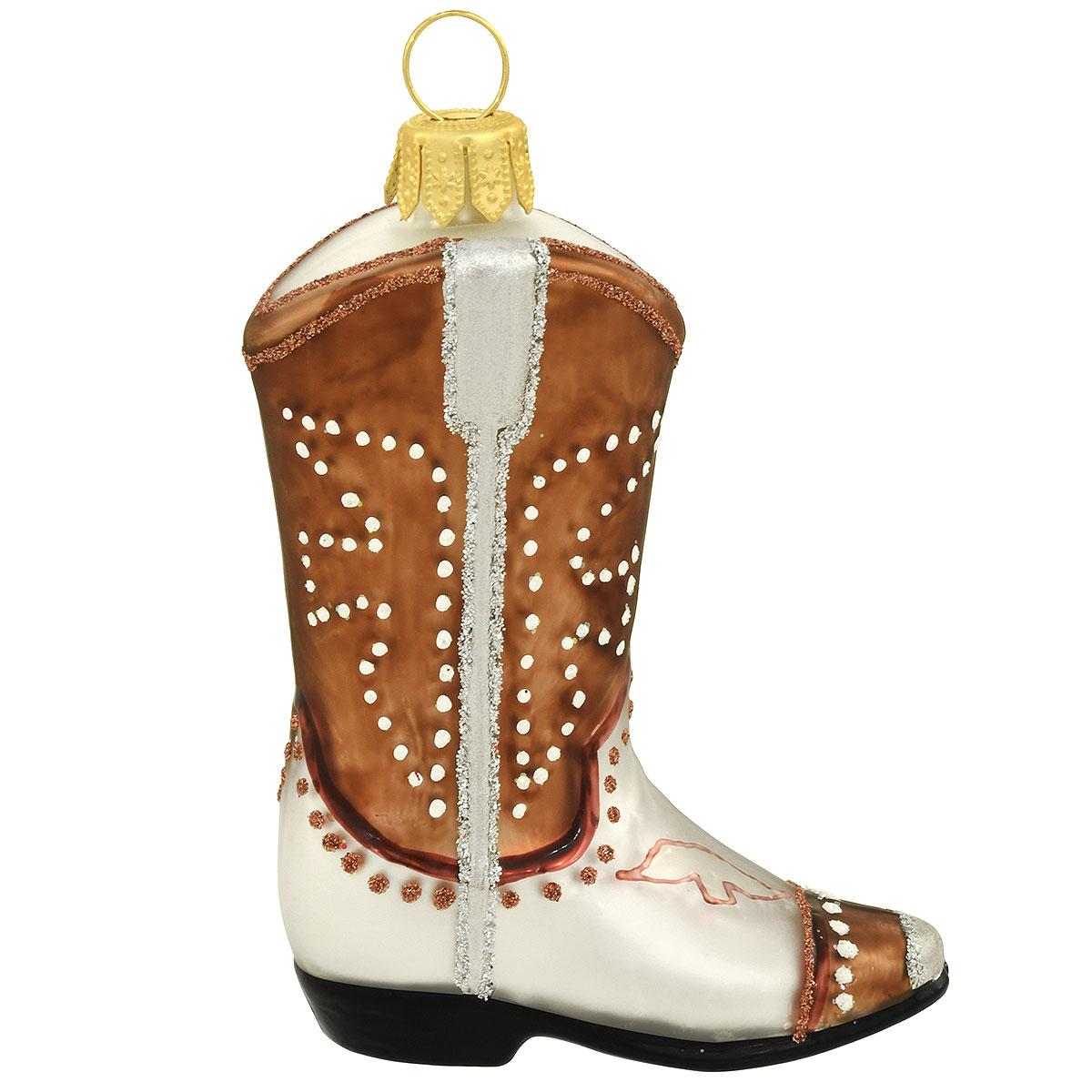 Cowboy Boot Glass Ornament