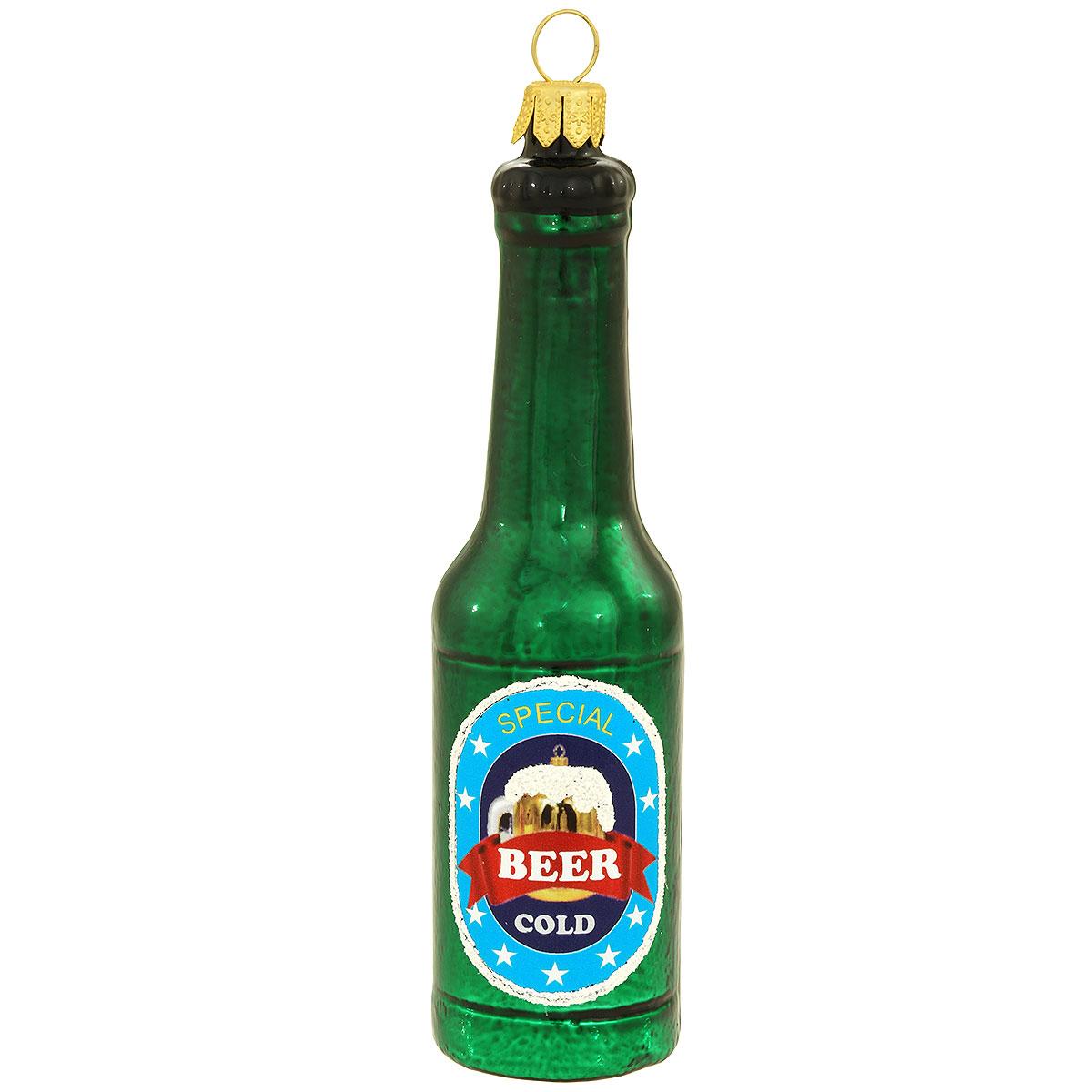 Green Beer Bottle Glass Ornament