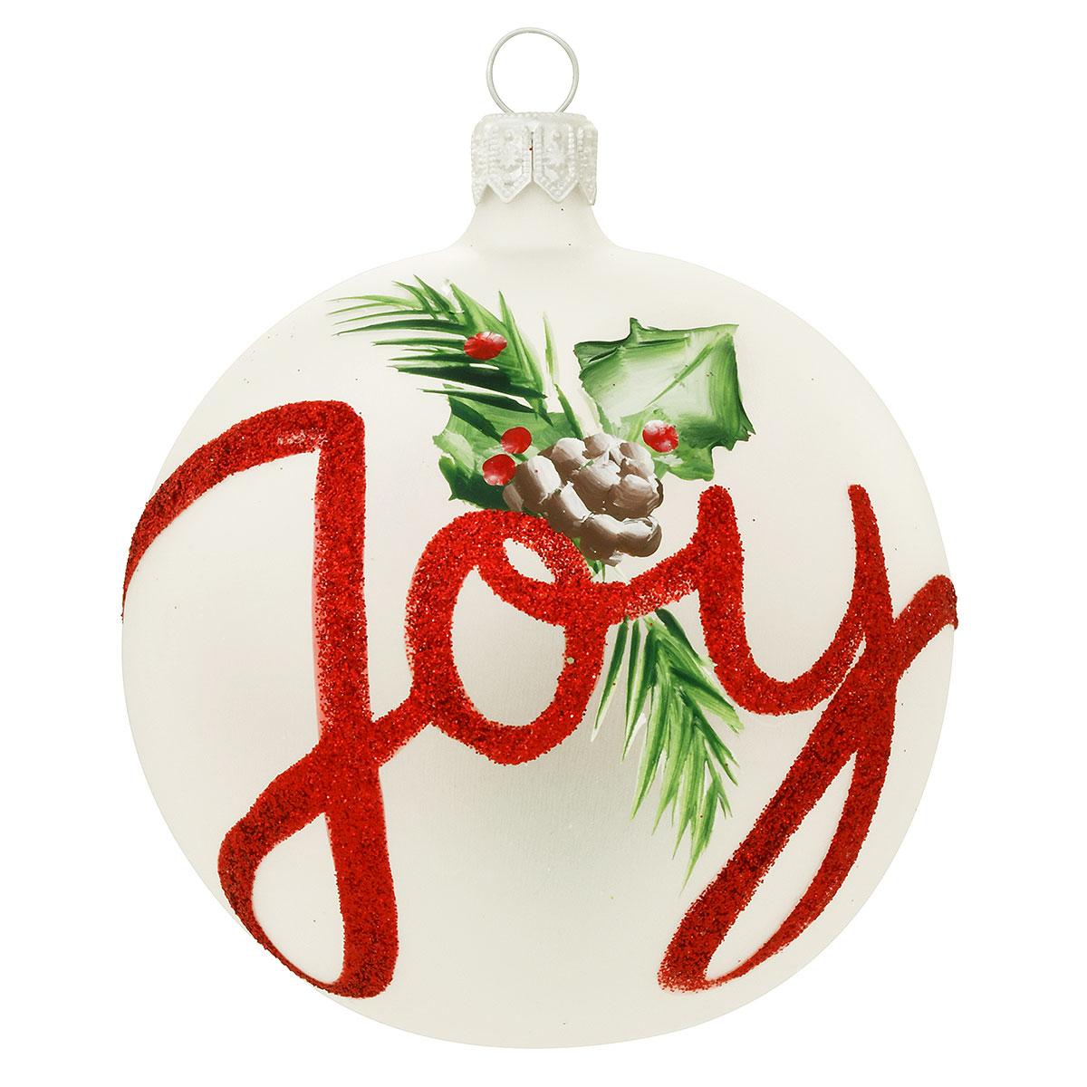 Joy Ribbon On Frosted Ornament