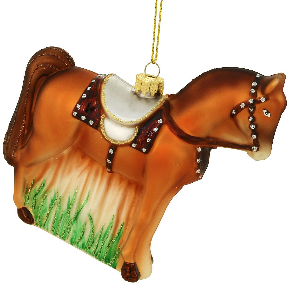 Horse With Saddle Glass Ornament