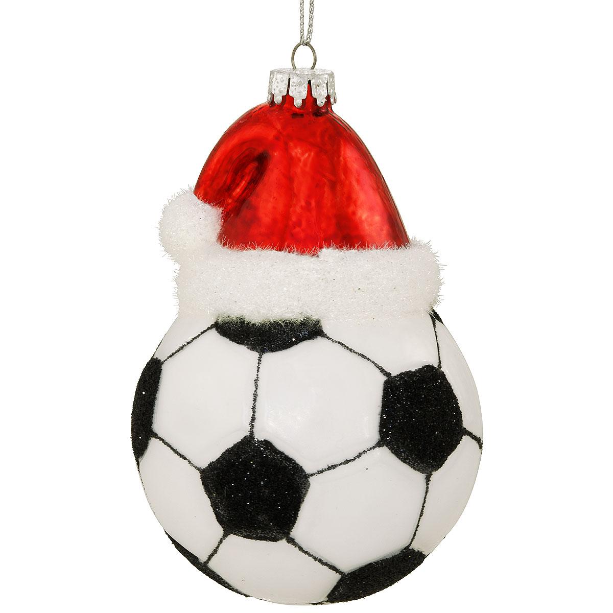 Soccer Ball With Santa Hat Ornament