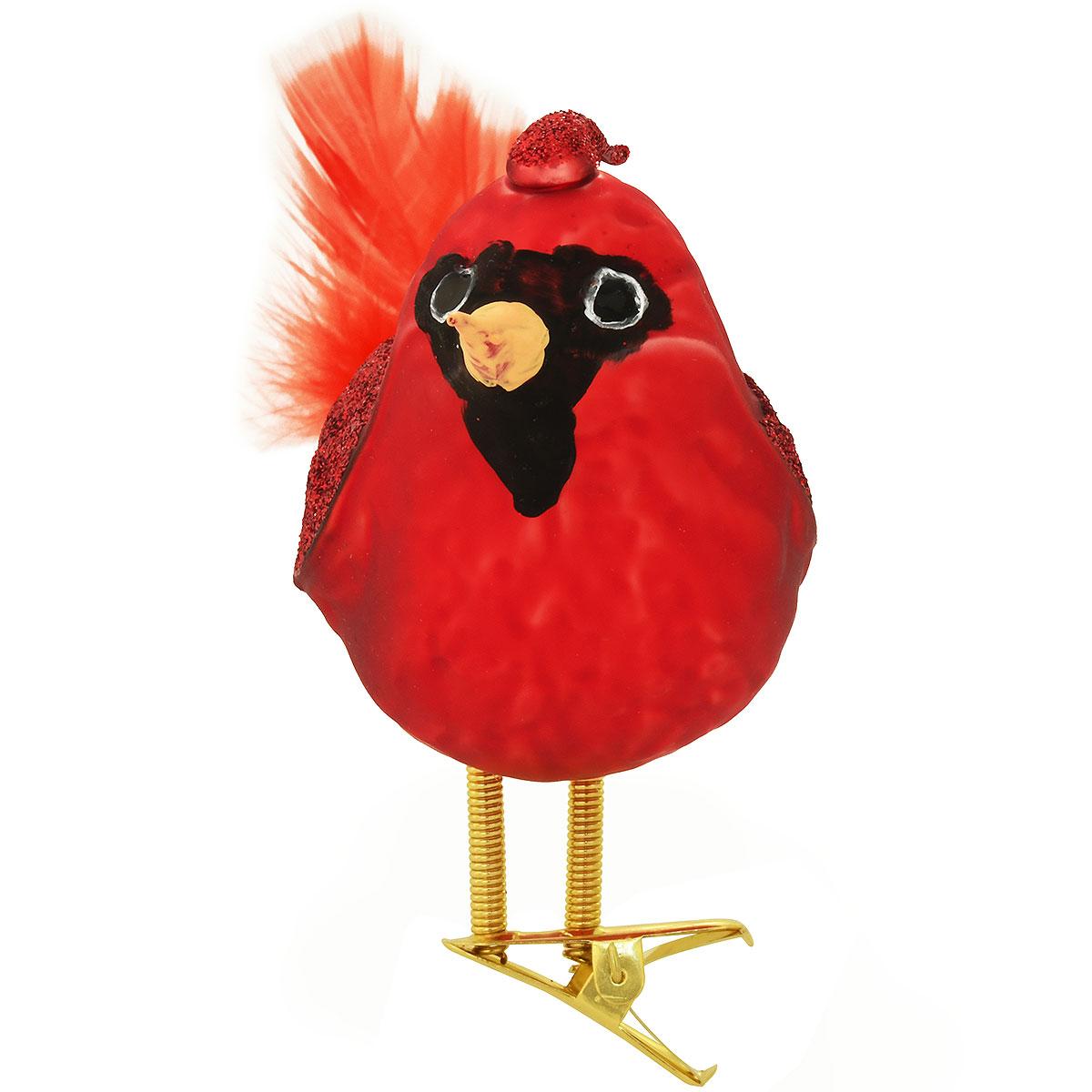 Cardinal Clip-On Glass Ornament