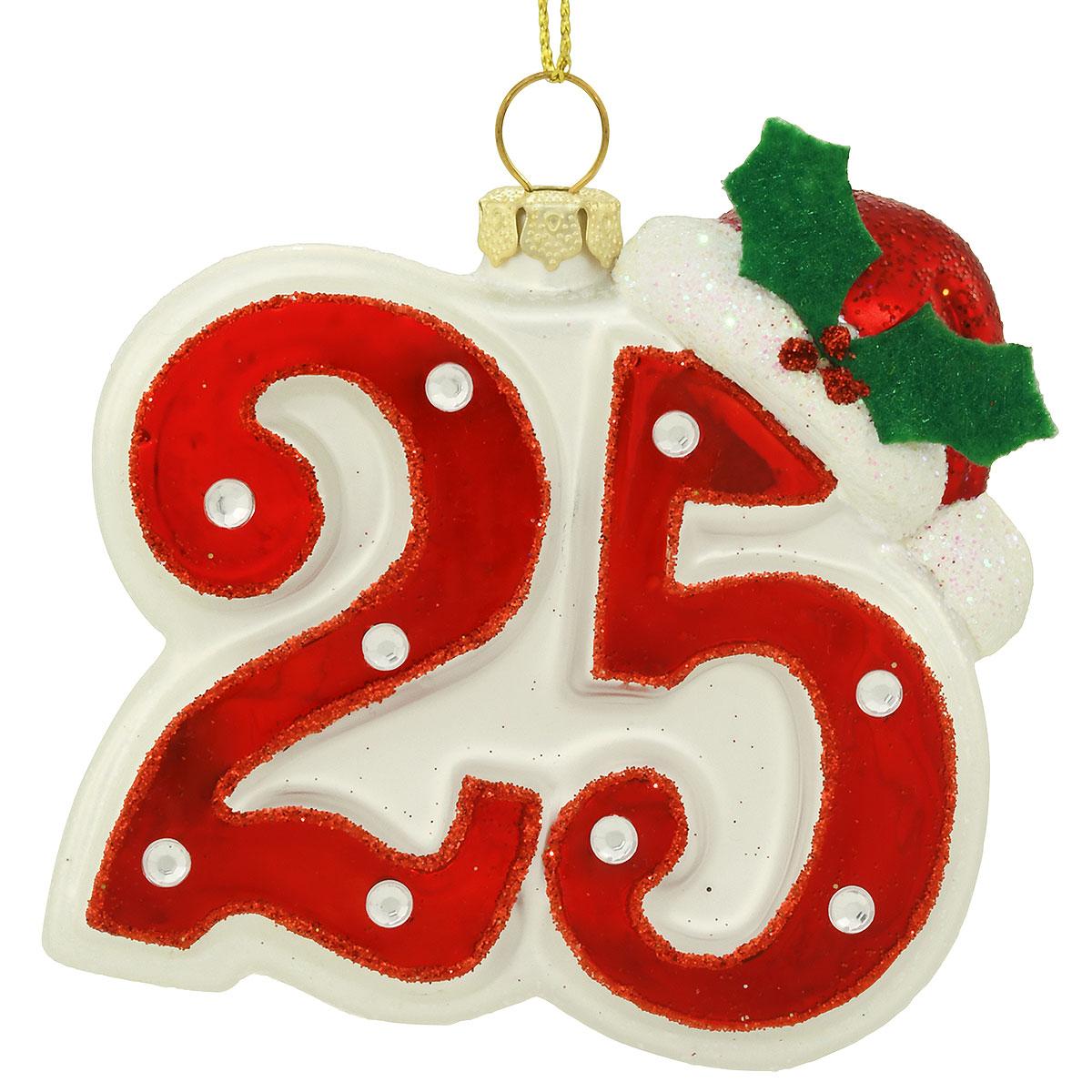 25 Red Sign In Santa Hat Ornament