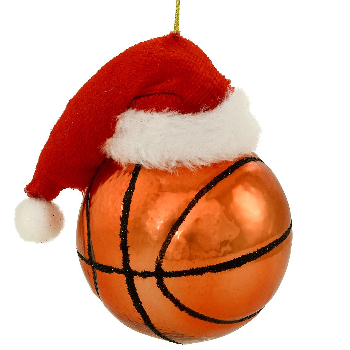 Basketball With Santa Hat Ornament