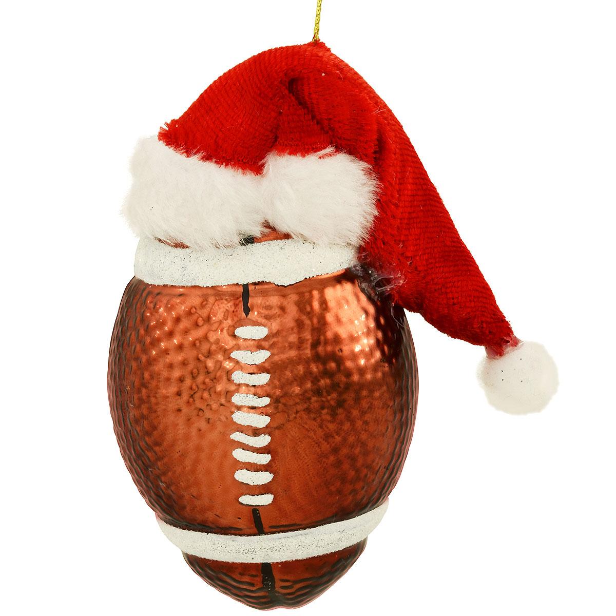 Football With Santa Hat Ornament