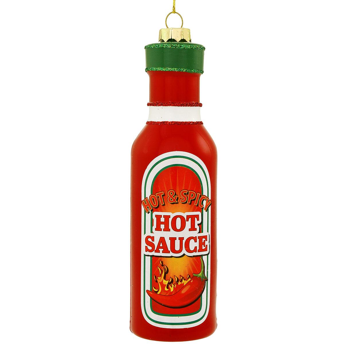 Hot Sauce Bottle Glass Ornament