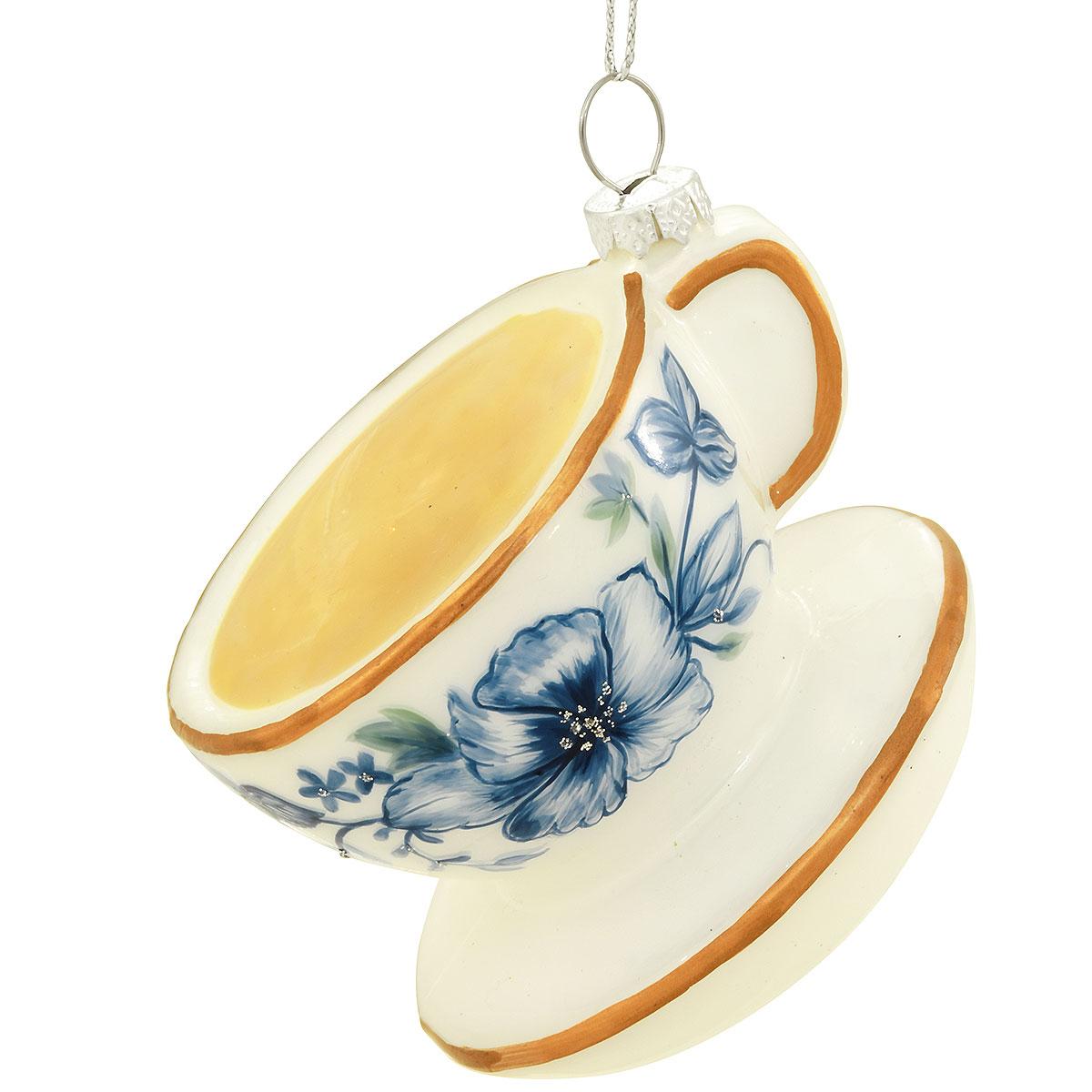 Tea Cup And Saucer Glass Ornament