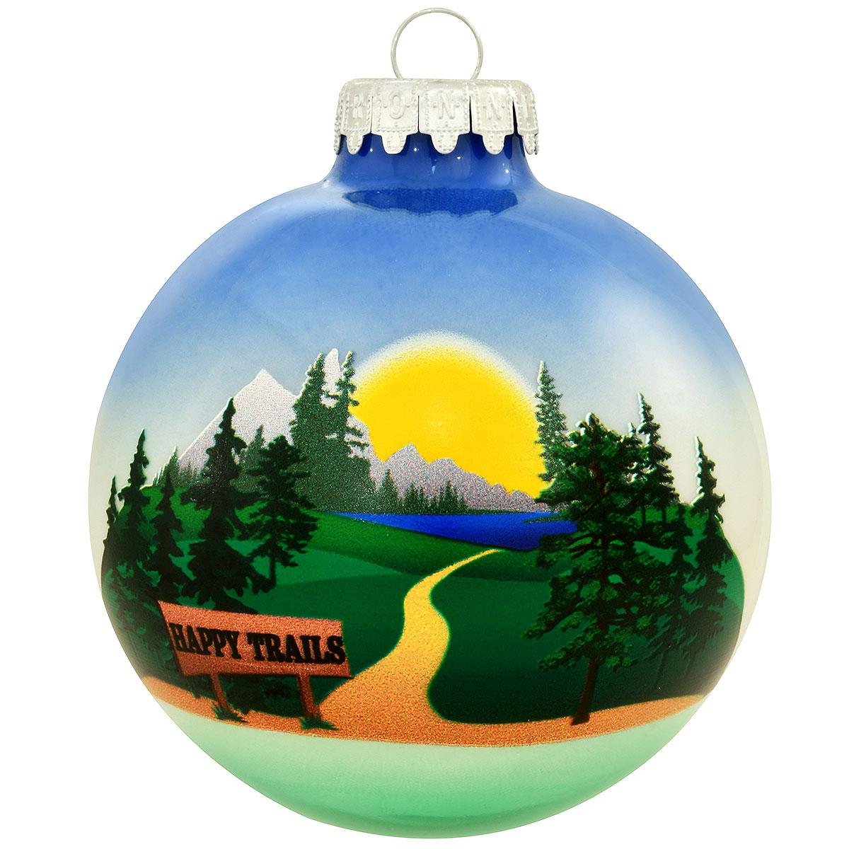 Happy Trails 3 Tone Glass Ornament