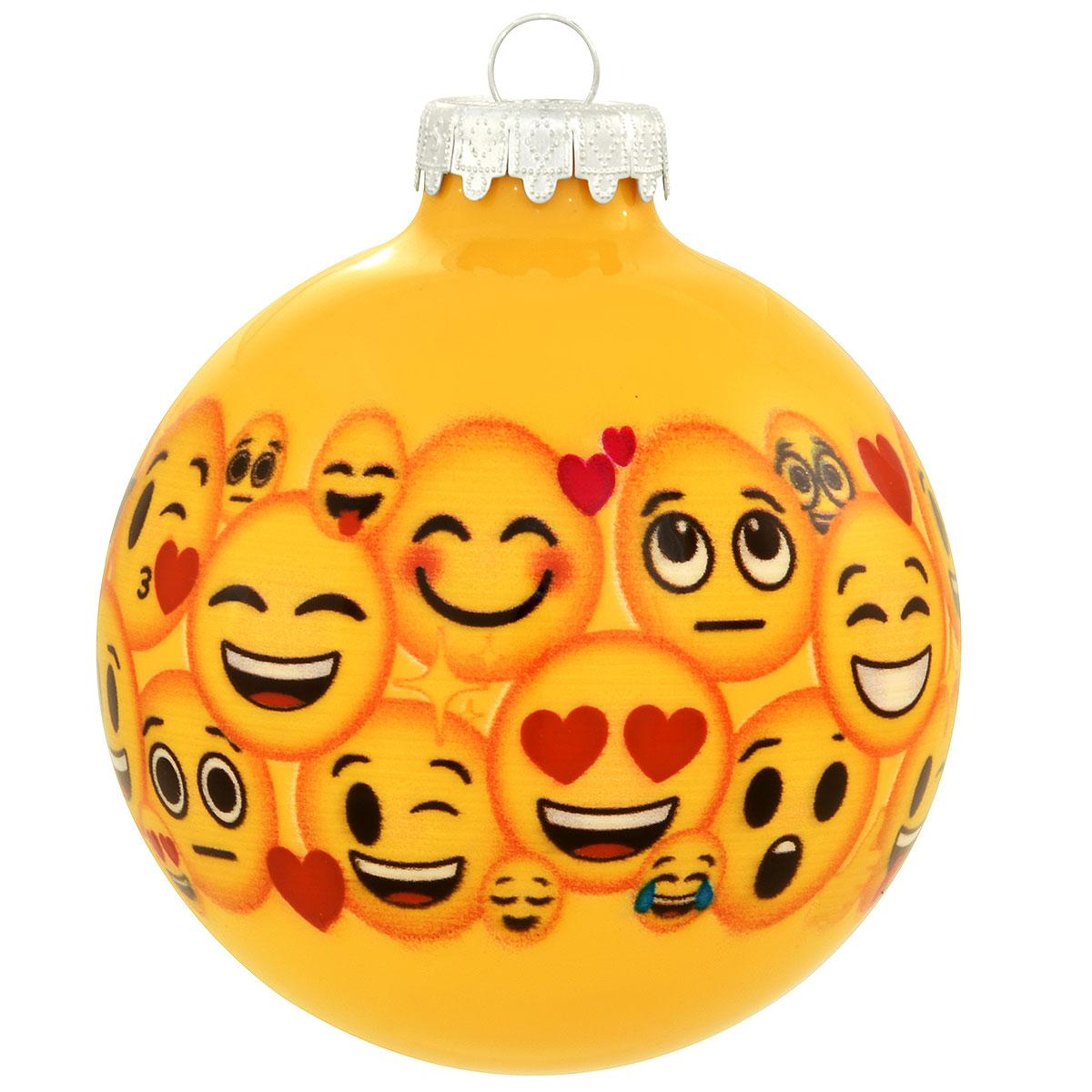 Emoji Yellow Glass Ornament