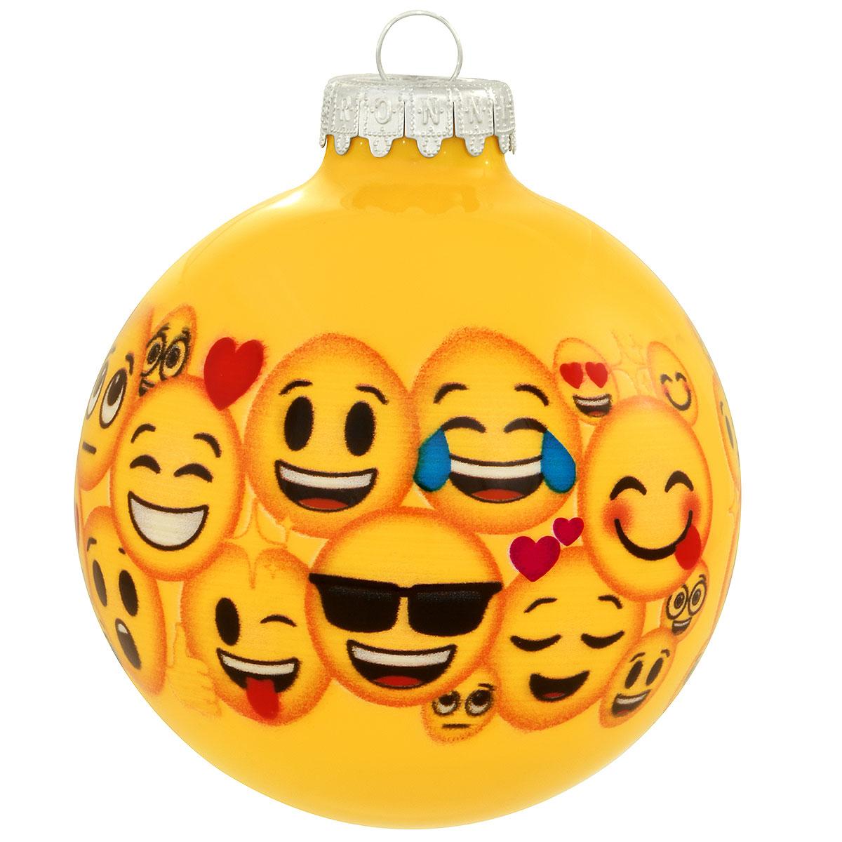 Emoji Yellow Glass Ornament