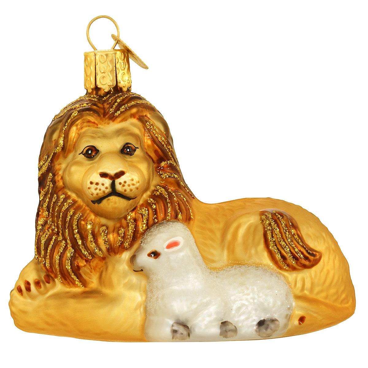 Lion And Lamb Glass Ornament