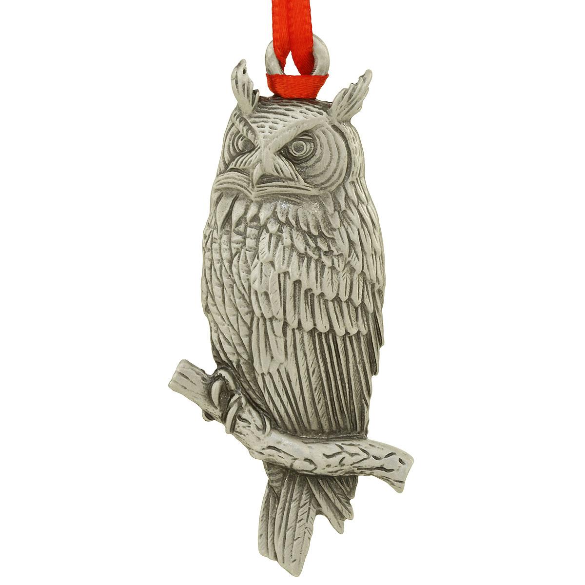 Great Horned Owl Pewter Ornament