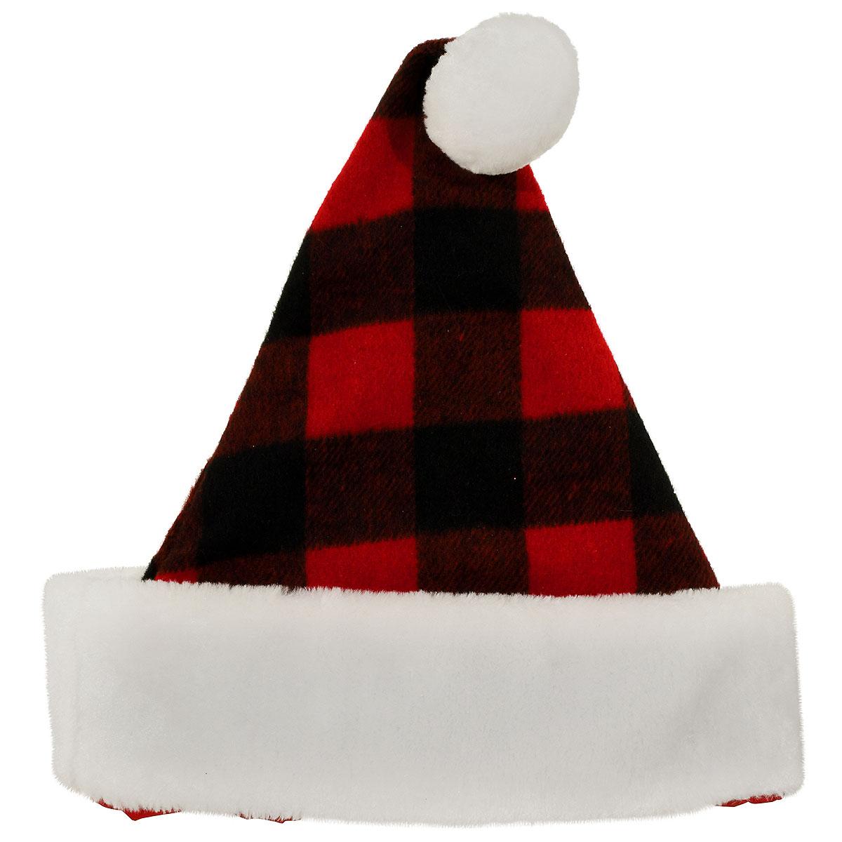 Plaid Santa Hat 15 Inch With Faux